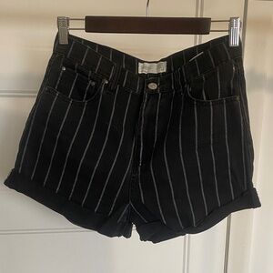 Ardene Black Pinstripe Rolled Hem Jean Shorts